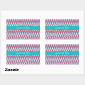 Sticker Rectangulaire Cranberry et Turquoise Motif iKat ZigZag (Feuille)