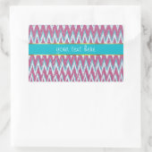 Sticker Rectangulaire Cranberry et Turquoise Motif iKat ZigZag (Sac)