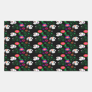 Sticker Rectangulaire crâne à sucre noir