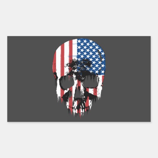 Sticker Rectangulaire Crâne américain (Devant)