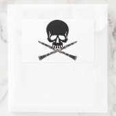 Sticker Rectangulaire Crâne avec Clarinets et Crossbones (Sac)