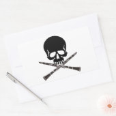 Sticker Rectangulaire Crâne avec Clarinets et Crossbones (Enveloppe)