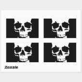 Sticker Rectangulaire Crâne d'art pop noir et blanc (Feuille)