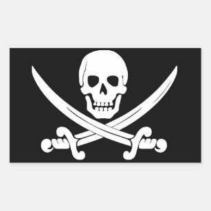 Sticker Rectangulaire Crâne de drapeau de pirate et cadeau de jolly
