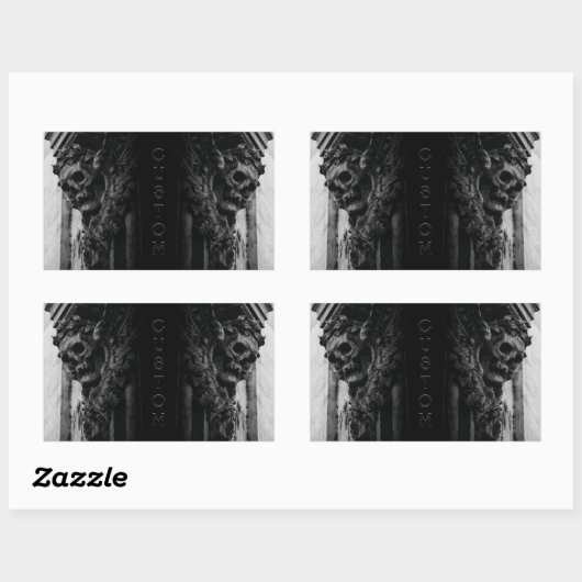 Sticker Rectangulaire Crâne des ailes de pierre (Feuille)