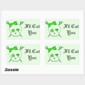 Sticker Rectangulaire Crâne et ciseaux d'accessoires pour cheveux (vert  (Feuille)