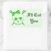 Sticker Rectangulaire Crâne et ciseaux d'accessoires pour cheveux (vert  (Sac)