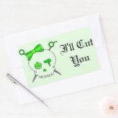 Sticker Rectangulaire Crâne et ciseaux d'accessoires pour cheveux (vert  (Enveloppe)