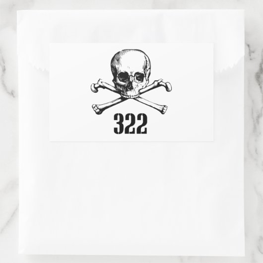 Sticker Rectangulaire Crâne et os 322 (Sac)