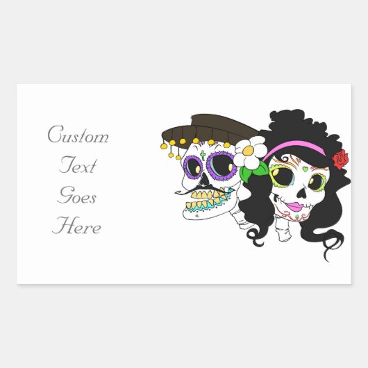 Sticker Rectangulaire Crâne festif mexicain (Devant)