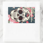 Sticker Rectangulaire Crâne floral (Sac)