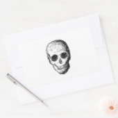 Sticker Rectangulaire Crâne noir. (Enveloppe)