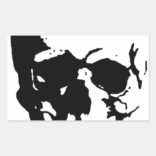 Sticker Rectangulaire Crâne - Noir & Blanc Métal Imaginaire Art (Devant)