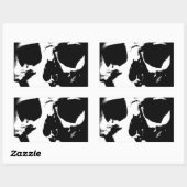 Sticker Rectangulaire Crâne noir et blanc (Feuille)