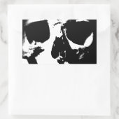 Sticker Rectangulaire Crâne noir et blanc (Sac)