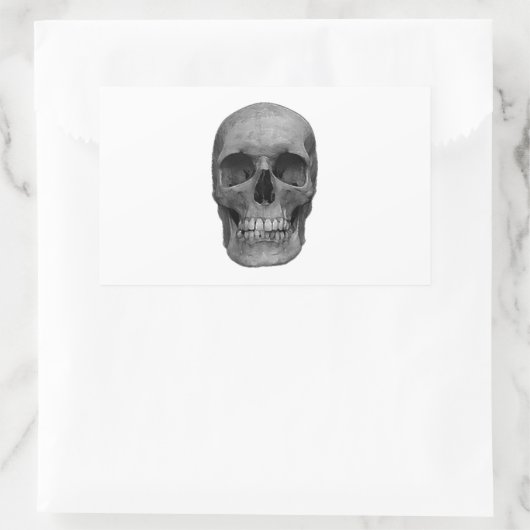 Sticker Rectangulaire Crâne noir et blanc (Sac)