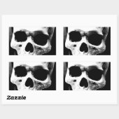 Sticker Rectangulaire Crâne noir et blanc (Feuille)