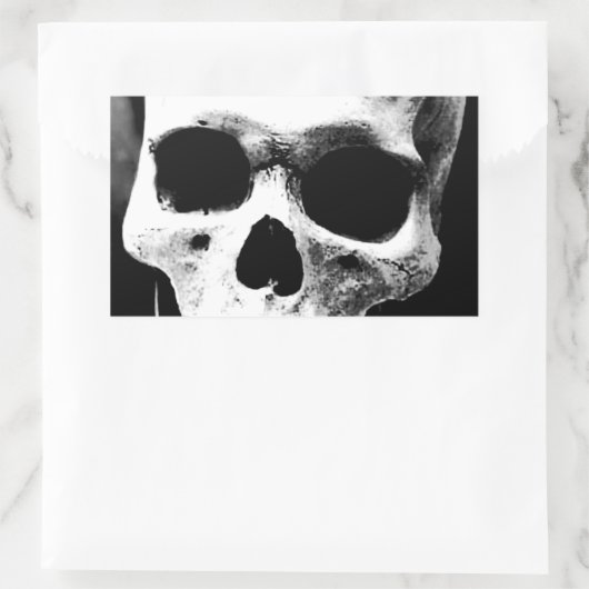 Sticker Rectangulaire Crâne noir et blanc (Sac)