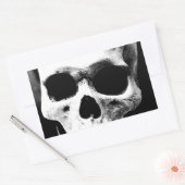Sticker Rectangulaire Crâne noir et blanc (Enveloppe)