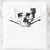 Sticker Rectangulaire Crâne noir et blanc et os (Sac)