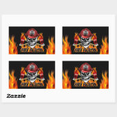 Sticker Rectangulaire Crâne pompier 4 et axes flammes (Feuille)