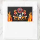 Sticker Rectangulaire Crâne pompier 4 et axes flammes (Sac)