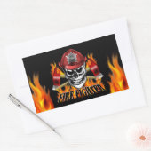 Sticker Rectangulaire Crâne pompier 4 et axes flammes (Enveloppe)