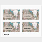 Sticker Rectangulaire Crâne Rustique Western Bull Texture Brown Turquois (Feuille)