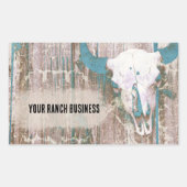Sticker Rectangulaire Crâne Rustique Western Bull Texture Brown Turquois (Devant)