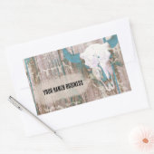Sticker Rectangulaire Crâne Rustique Western Bull Texture Brown Turquois (Enveloppe)