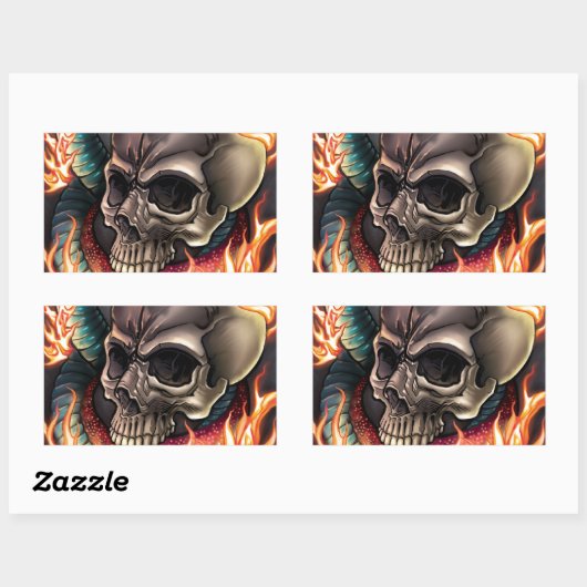 Sticker Rectangulaire Crâne + serpent (Feuille)