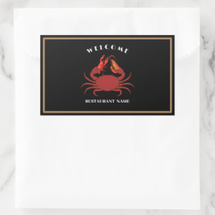 Sticker Rectangulaire Crâne simple crevette fruits de mer Nom du logo du