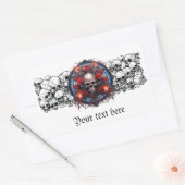 Sticker Rectangulaire Crânes, Roses rouges et flammes conception gothiqu (Enveloppe)