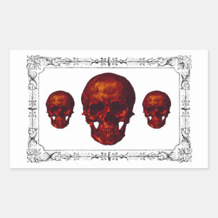 Sticker Rectangulaire Crânes rouges gothiques