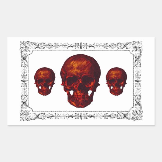 Sticker Rectangulaire Crânes rouges gothiques (Devant)