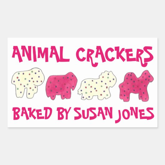 Sticker Rectangulaire Craqueurs Animaux De Cirque Fait Maison Cookies Cu (Devant)