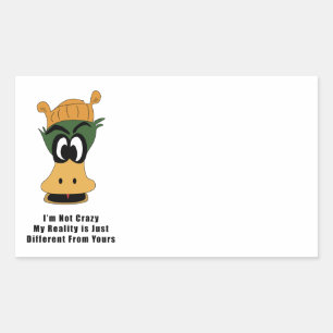 Sticker Rectangulaire Crazy Green Cartoon Canard Réalité différente