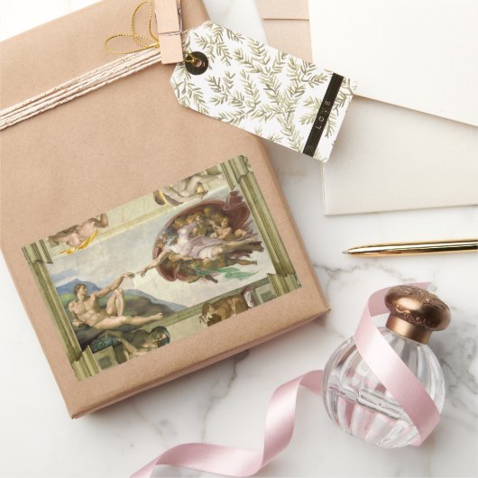 Sticker Rectangulaire Création de l'homme par Michel-Ange (Création d'Ad (Cadeaux)