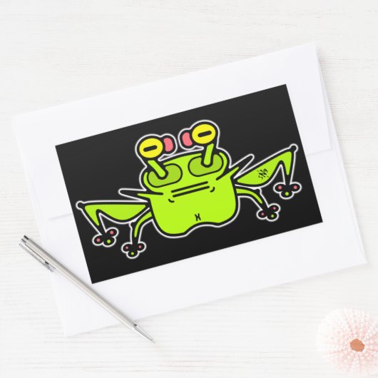 Sticker Rectangulaire Créature de dessin animé étrange Grenouille Grinch (Enveloppe)