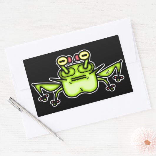 Sticker Rectangulaire Créature de dessin animé étrange Grenouille Grinch (Enveloppe)