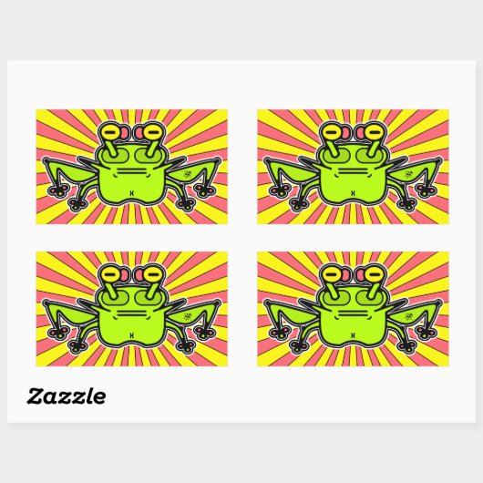 Sticker Rectangulaire Créature de dessin animé étrange Grenouille Grinch (Feuille)