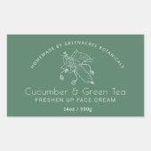Sticker Rectangulaire crème de visage au concombre et au thé vert (Devant)