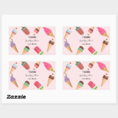 Sticker Rectangulaire Crème glacée Popsicles bleu rose (Feuille)