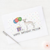 Sticker Rectangulaire Crème Italien Greyhound Cute Dog - Joyeux annivers (Enveloppe)
