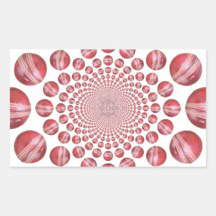 Sticker Rectangulaire Crimson Vortex : Belle Balle de Cricket Rouge