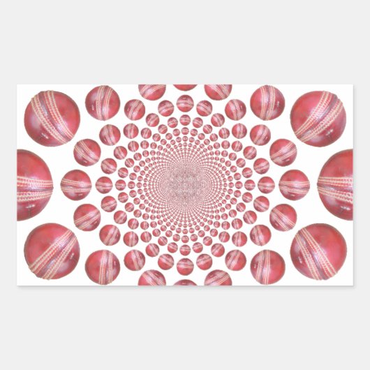 Sticker Rectangulaire Crimson Vortex : Belle Balle de Cricket Rouge (Devant)