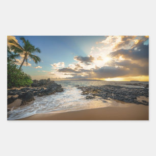 Sticker Rectangulaire Crique de la plage Makena de Makena