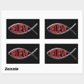 Sticker Rectangulaire Croire le poisson - Rouge (Feuille)
