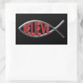Sticker Rectangulaire Croire le poisson - Rouge (Sac)
