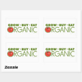 Sticker Rectangulaire Croissance, Acheter, Manger Bio (Feuille)